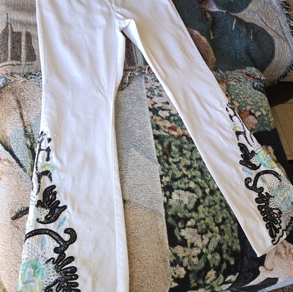 Beaded Boston Proper Pants Sz 4, 15" Waist 31" Inseam. - Picture 6 of 14